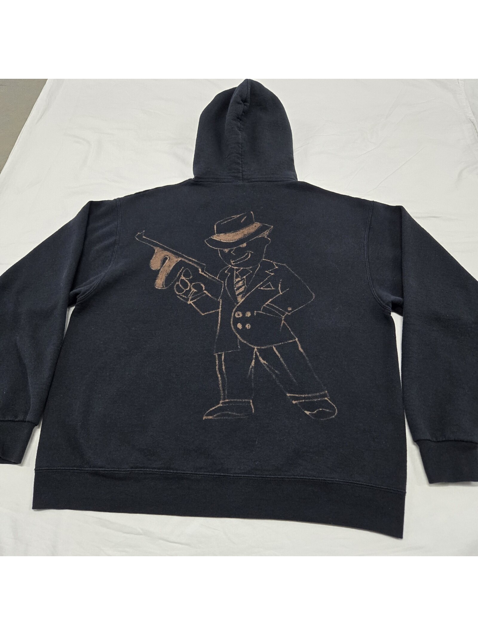 Euc Size Large Fallout Vault Boy Hoodie Made Man Gangster Graphic Pullover Black